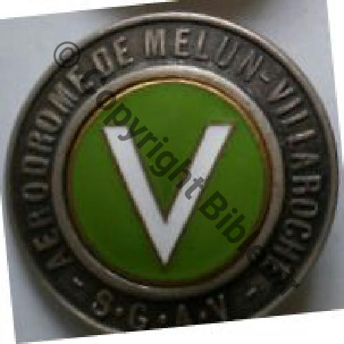 MELUN VILLAROCHE NH SGAV CEV Badge V Vert  AB.P 2Anneaux Dos lisse Sc.milo59ds 12EurInv 